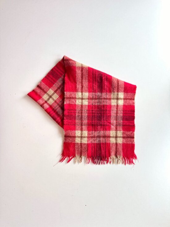 Paris Other - PARIS Red Tartan Check 100% Lambswool Fringed Rectangle Scarf